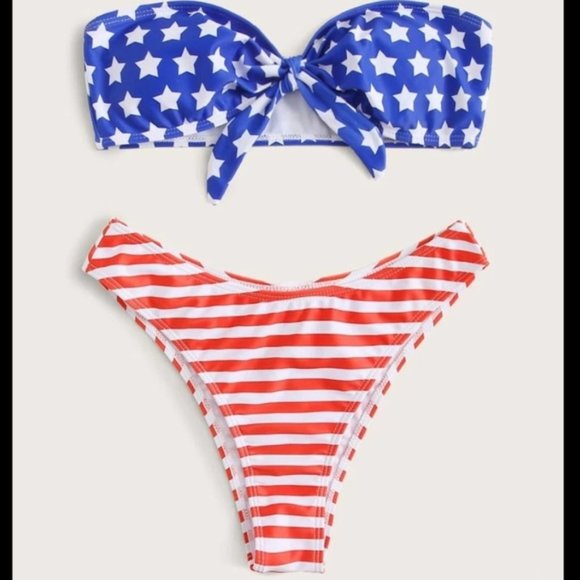 Bandeau bikini swimsuit 4th of July stars stripes - Picture 3 of 3